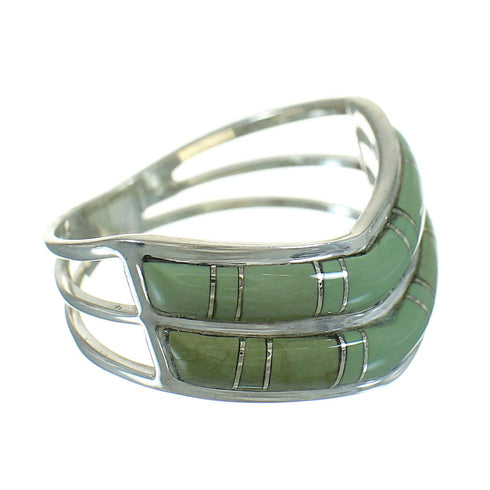 Turquoise Inlay Authentic Sterling Silver Jewelry Ring Size 5-3/4 RX85281